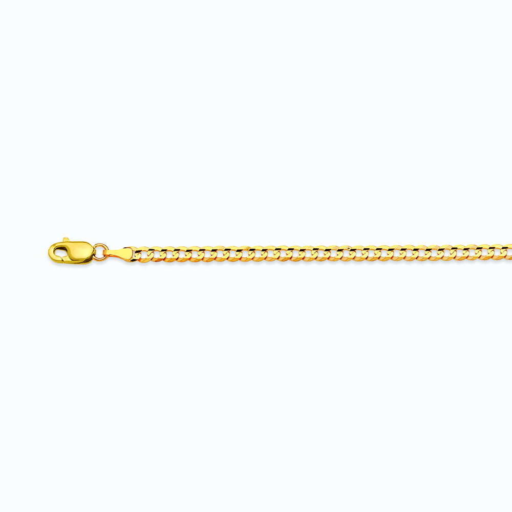 10K 2.5MM Yellow Gold Solid Curb 16" Chain Necklace (AVAILABLE in Lengths 7" - 30") — 10K Yellow