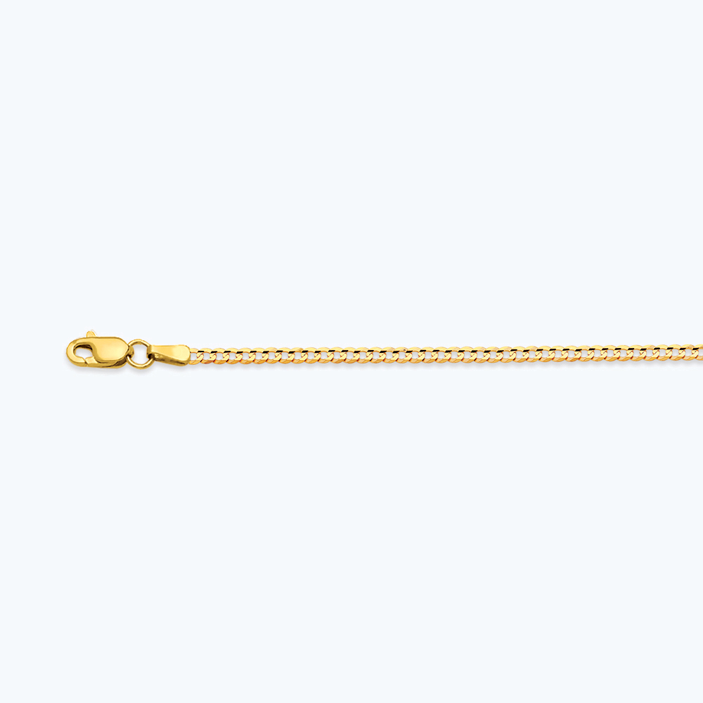 10K 2MM Yellow Gold Solid Curb 16" Chain Necklace (AVAILABLE in Lengths 7" - 30") — 10K Yellow