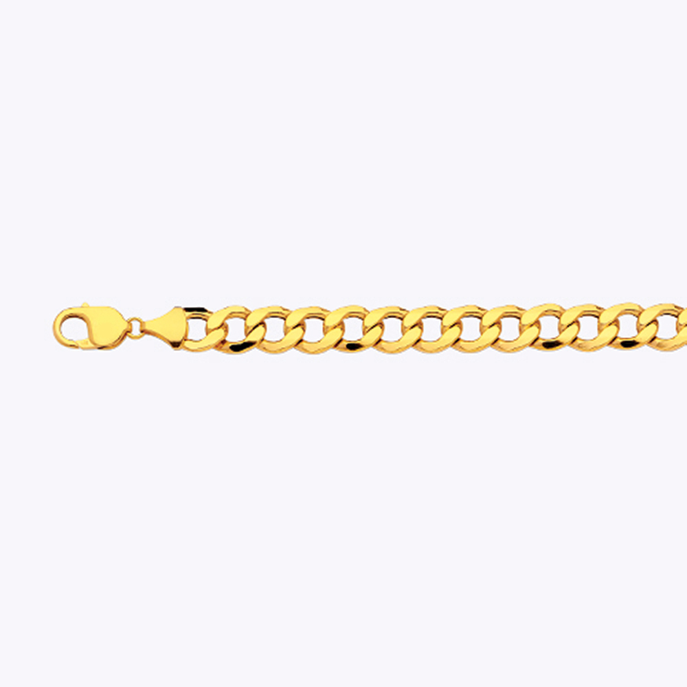 10K 11MM Yellow Gold Hollow Curb 16" Chain Necklace (AVAILABLE in Lengths 7" - 30")