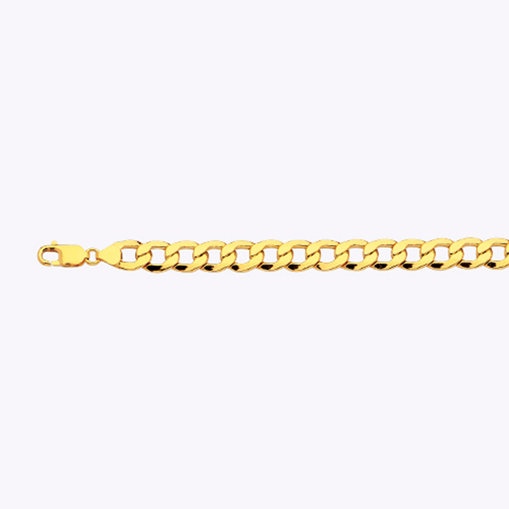10K 9MM Yellow Gold Hollow Curb 16" Chain Necklace (AVAILABLE in Lengths 7" - 30")