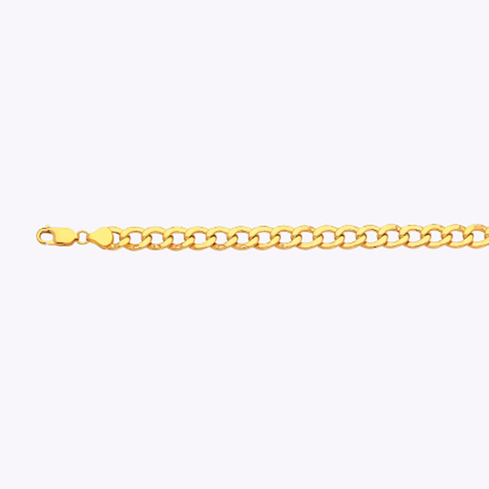 10K 7.5MM Yellow Gold Hollow Curb 16" Chain Necklace (AVAILABLE in Lengths 7" - 30") — 10K Yellow