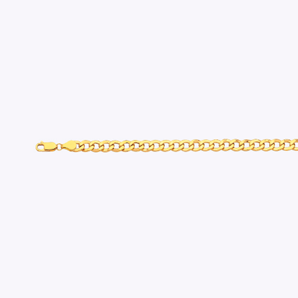 10K 6.5MM Yellow Gold Hollow Curb 16" Chain Necklace (AVAILABLE in Lengths 7" - 30") — 10K Yellow