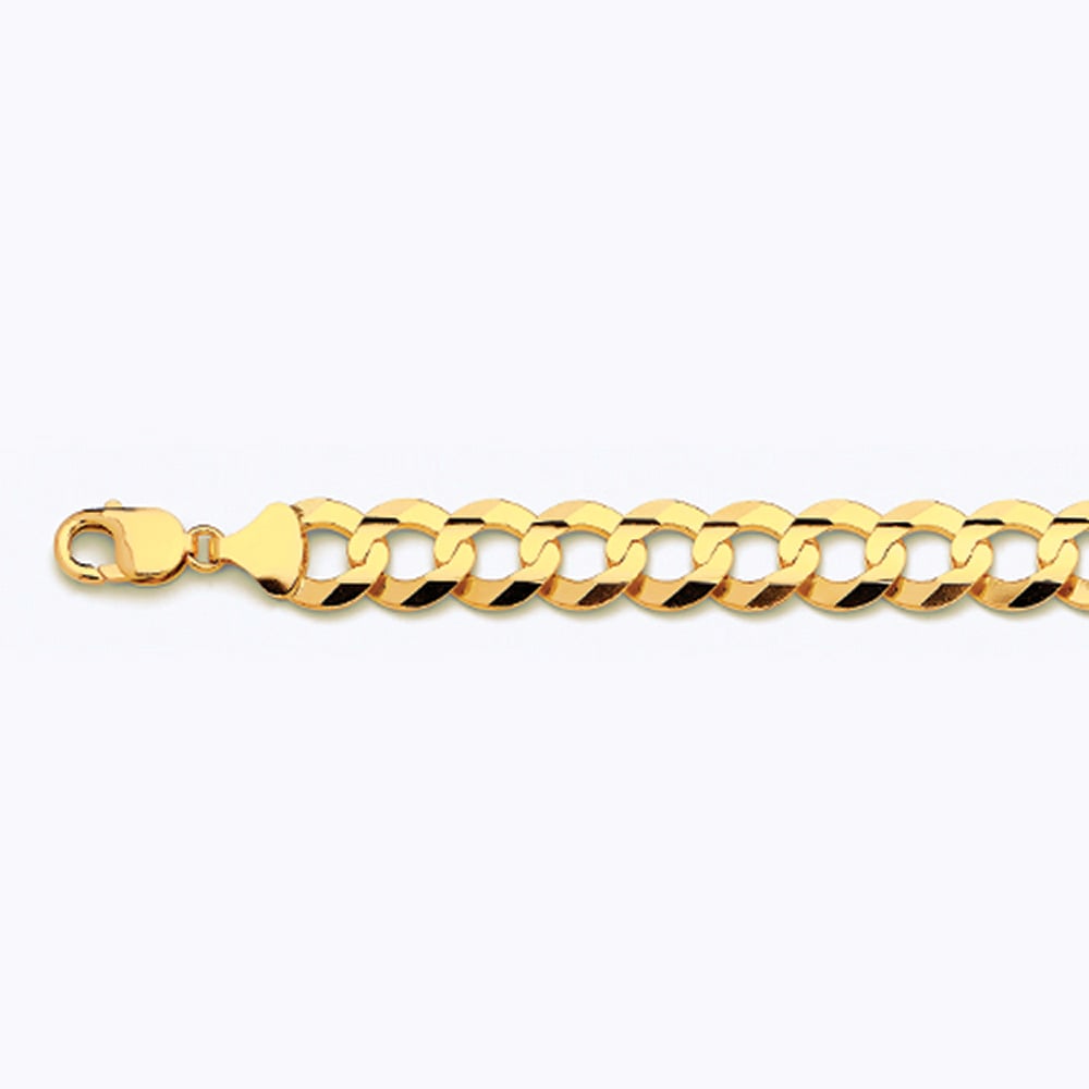 10K 14MM Yellow Gold Solid Curb 16" Chain Necklace (AVAILABLE in Lengths 7" - 30") — 10K Yellow