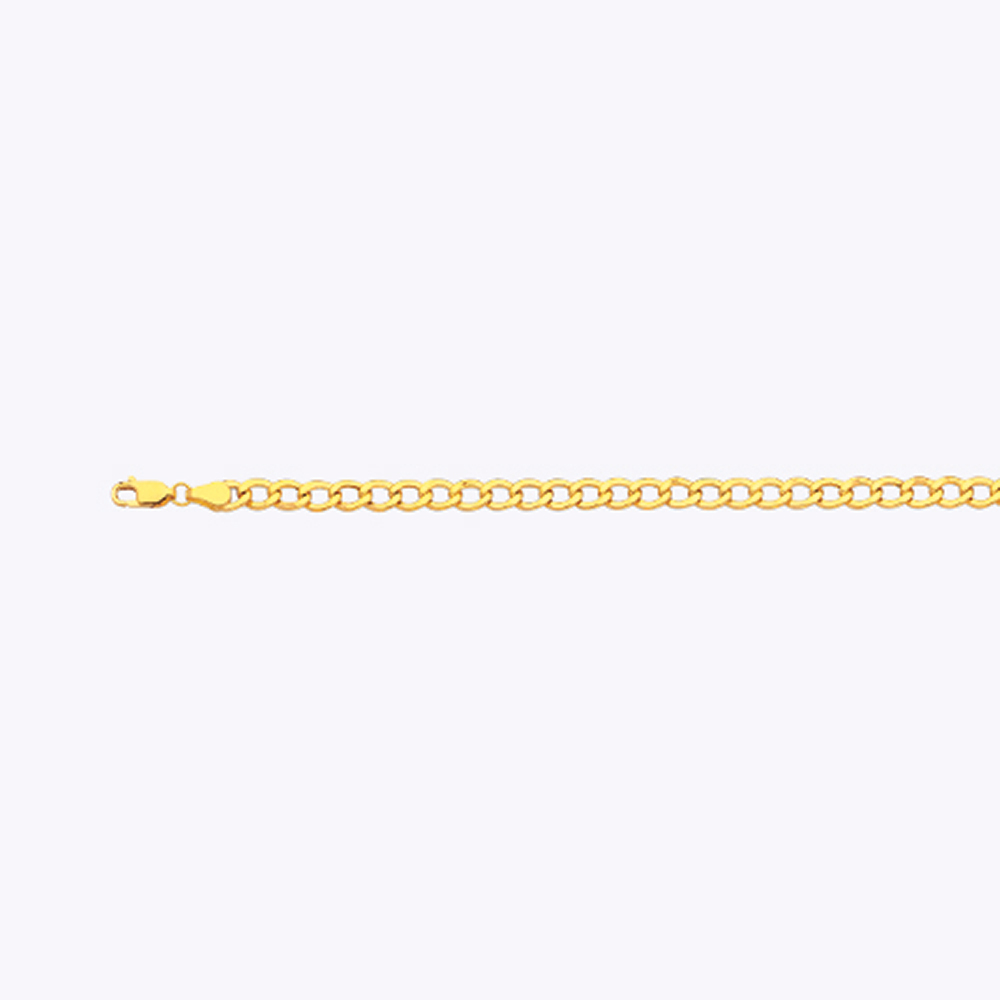 10K 5.5MM Yellow Gold Hollow Curb 16" Chain Necklace (AVAILABLE in Lengths 7" - 30")