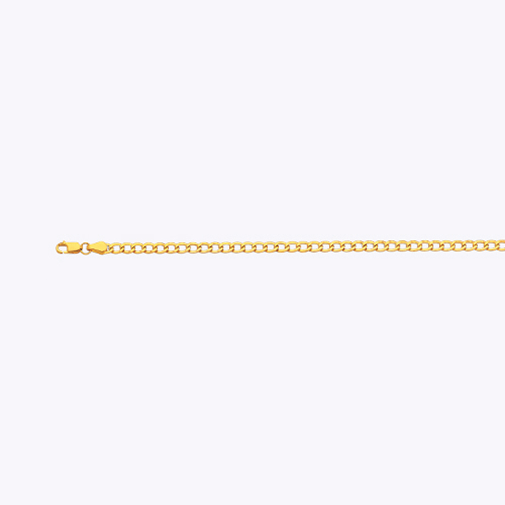 10K 3.5MM Yellow Gold Hollow Curb 16" Chain Necklace (AVAILABLE in Lengths 7" - 30") — 10K Yellow