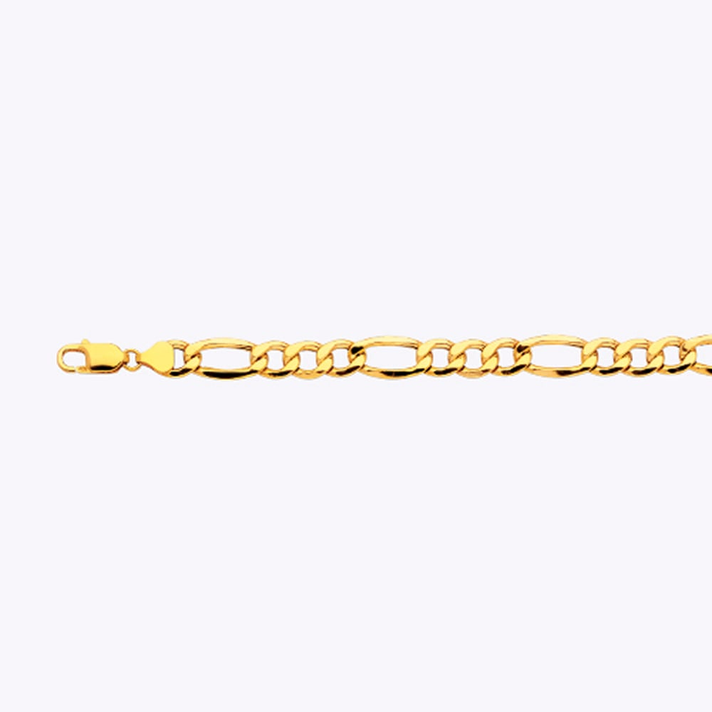 10K 9.5MM Yellow Gold Hollow Figaro 16" Chain Necklace (AVAILABLE in Lengths 7" - 30") — 10K Yellow