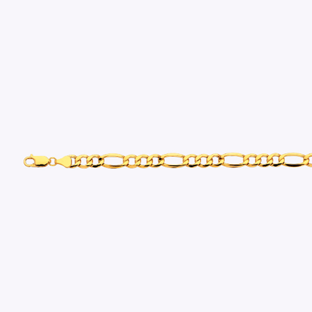 10K 7.5MM Yellow Gold Hollow Figaro 16" Chain Necklace (AVAILABLE in Lengths 7" - 30")