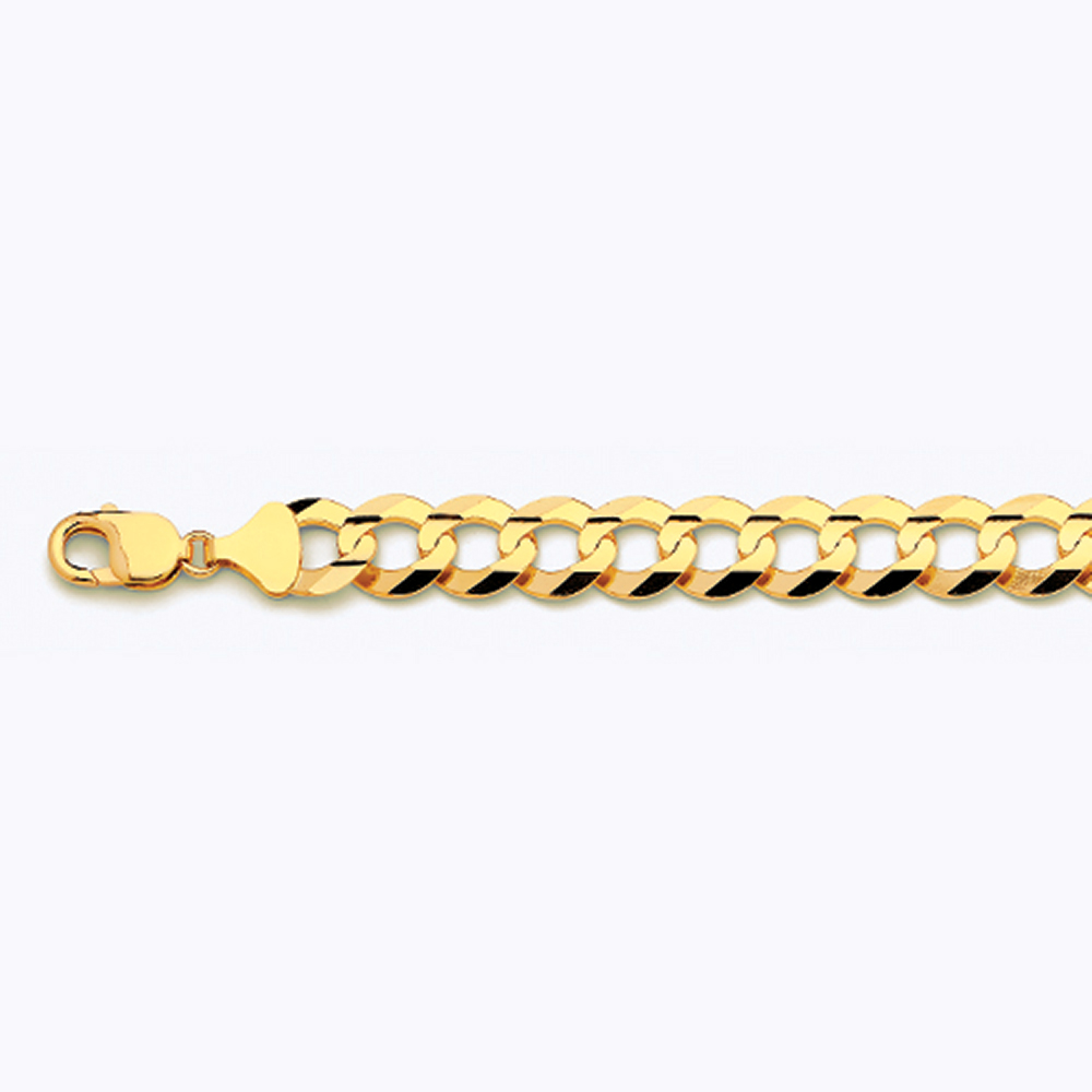 10K 13MM Yellow Gold Solid Curb 16" Chain Necklace (AVAILABLE in Lengths 7" - 30")