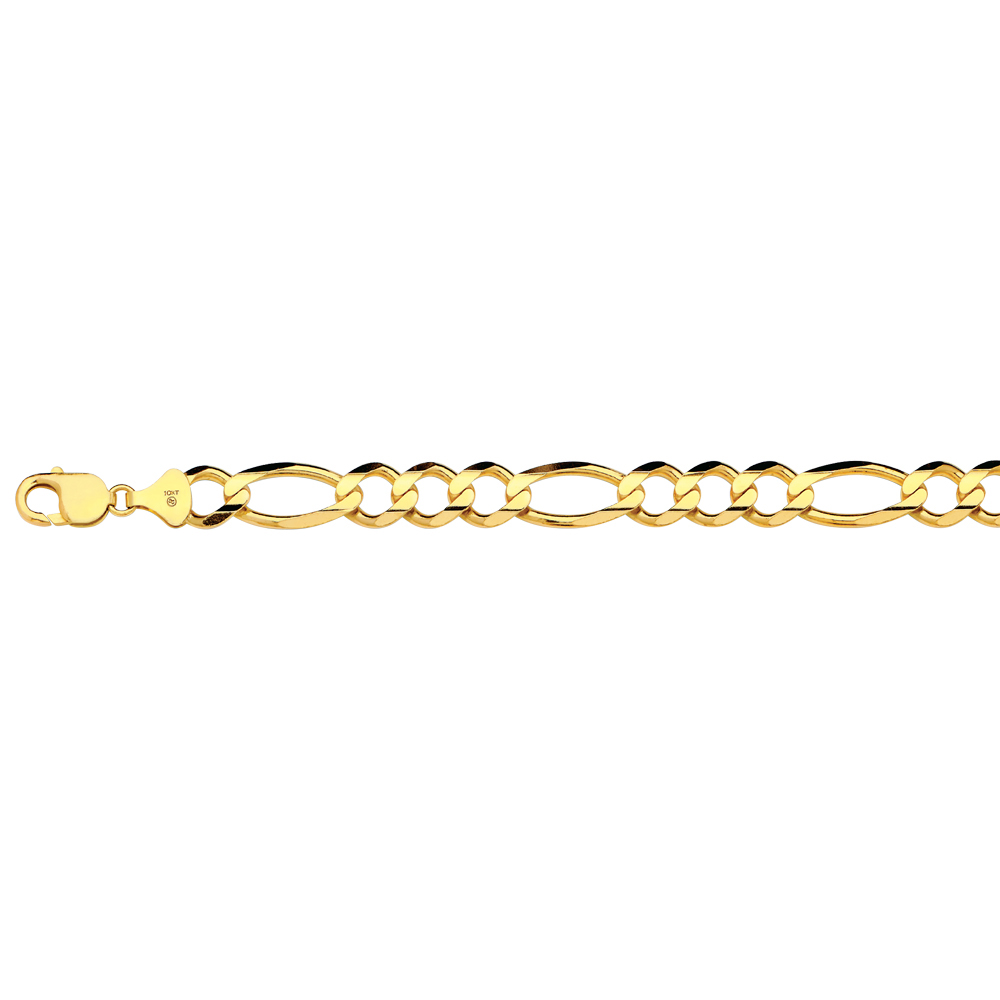 10K 12MM Yellow Gold Solid Figaro 16" Chain Necklace (AVAILABLE in Lengths 7" - 30") — 10K Yellow