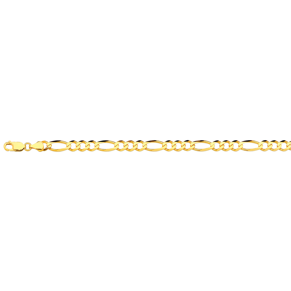10K 6.5MM Yellow Gold Solid Figaro 16" Chain Necklace (AVAILABLE in Lengths 7" - 30") — 10K Yellow