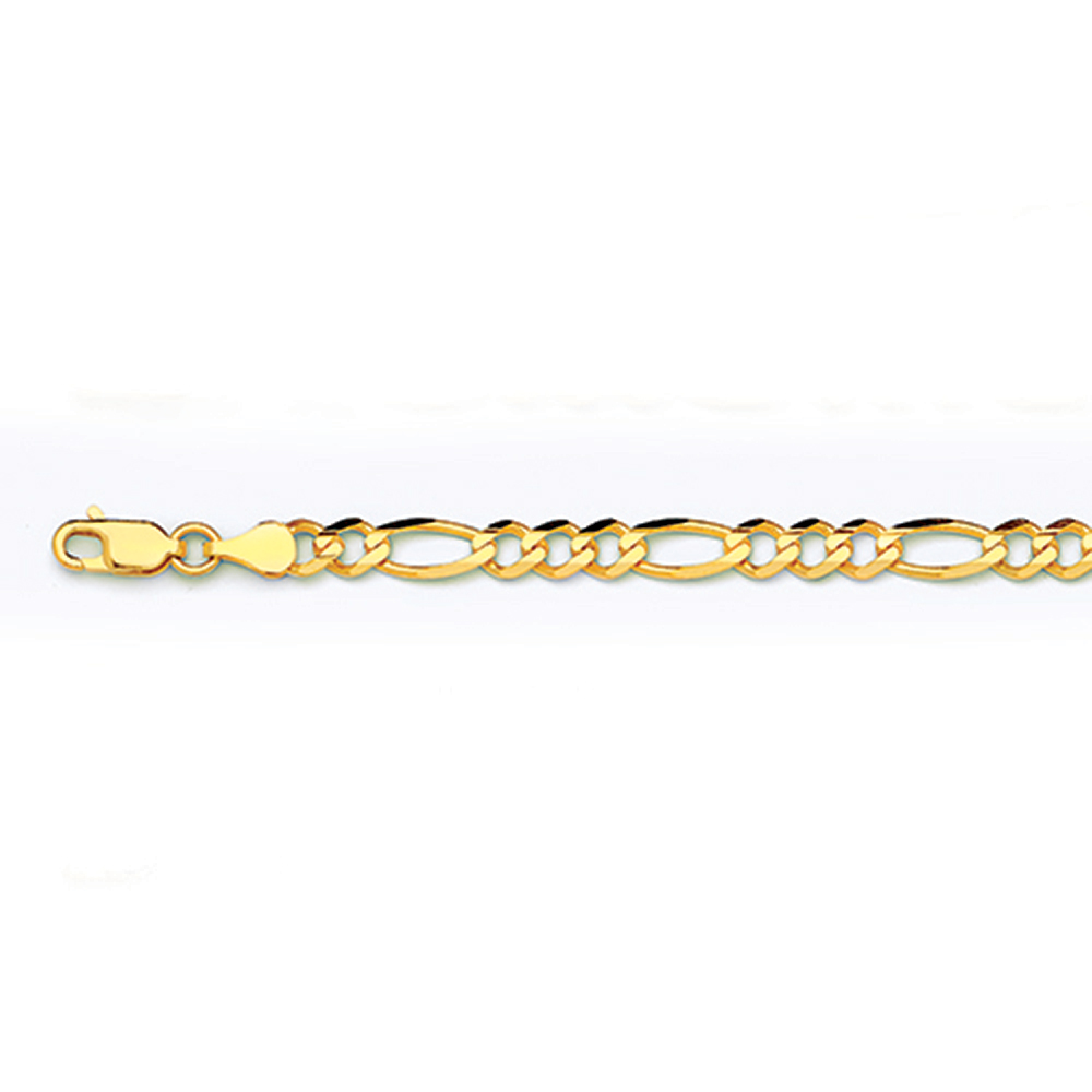 10K 3MM Yellow Gold Solid Figaro 16" Chain Necklace (AVAILABLE in Lengths 7" - 30")