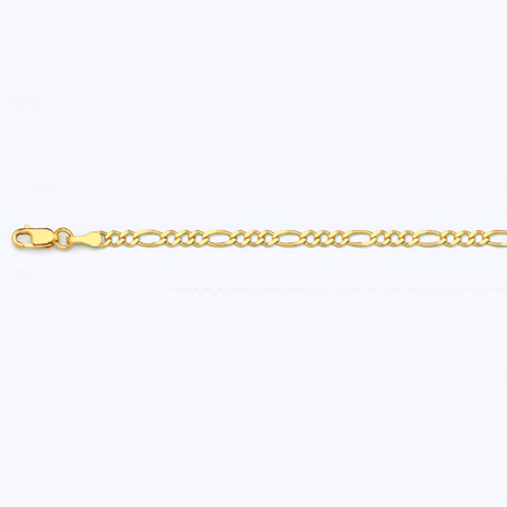 10K 2.5MM Yellow Gold Solid Figaro 16" Chain Necklace (AVAILABLE in Lengths 7" - 30") — 10K Yellow