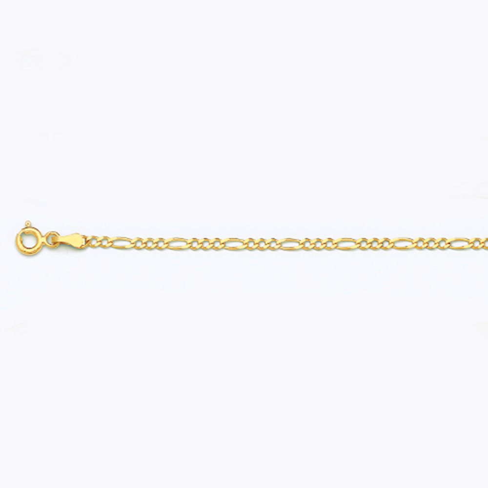 10K 2MM Yellow Gold Solid Figaro 16" Chain Necklace (AVAILABLE in Lengths 7" - 30")