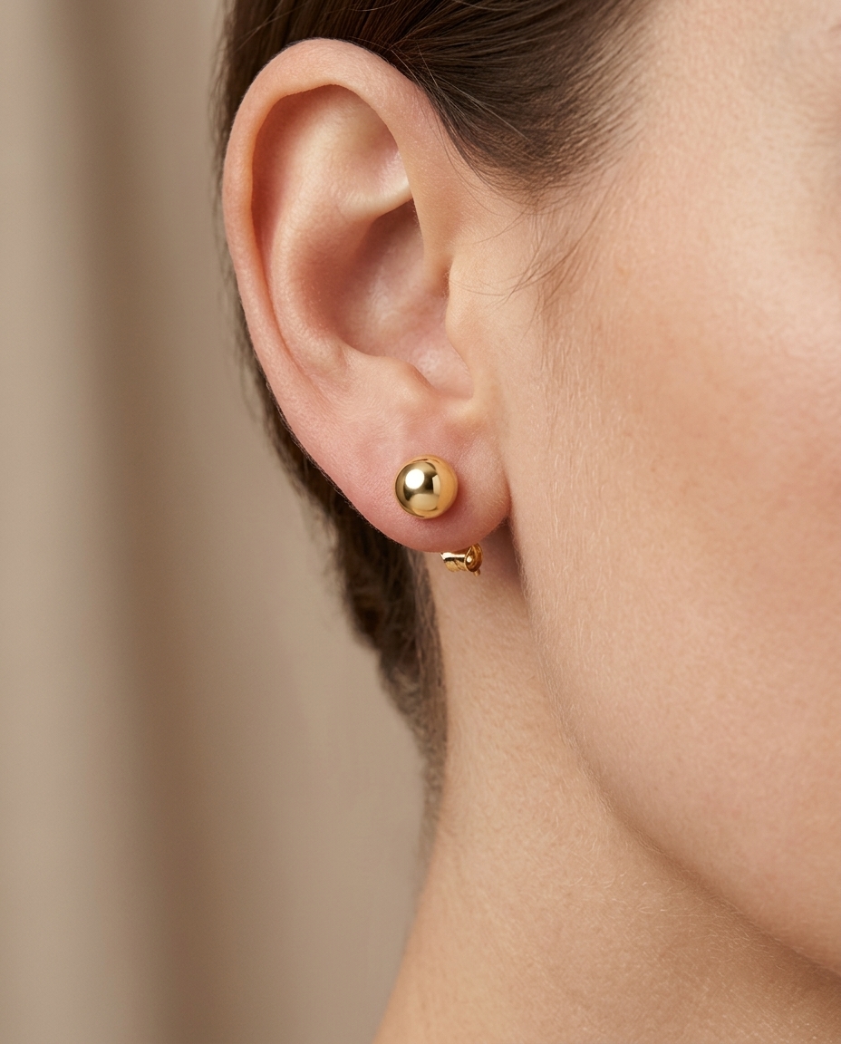 Ball Earring in Yellow Gold on model