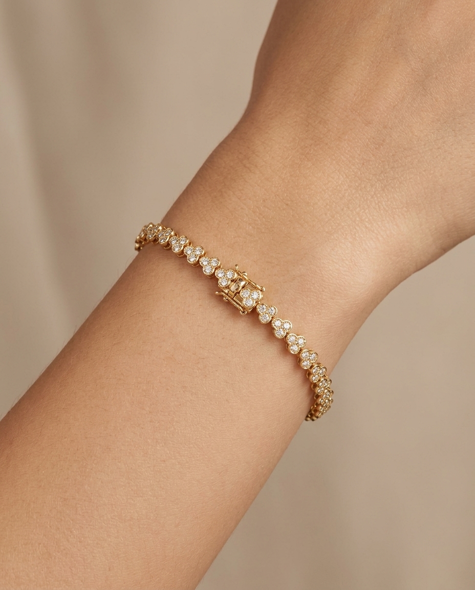 14KT Yellow Gold Diamond Bracelet on model