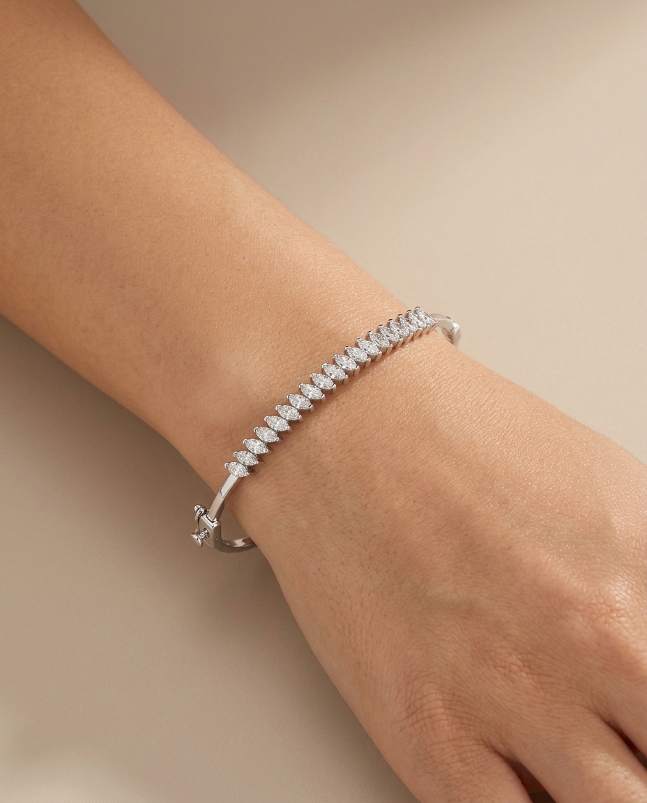 Diamond Marquise Bangle on model