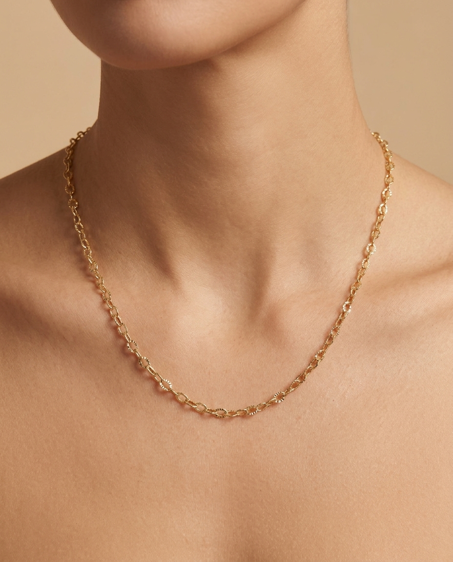 14KT Yellow Gold Necklace on model