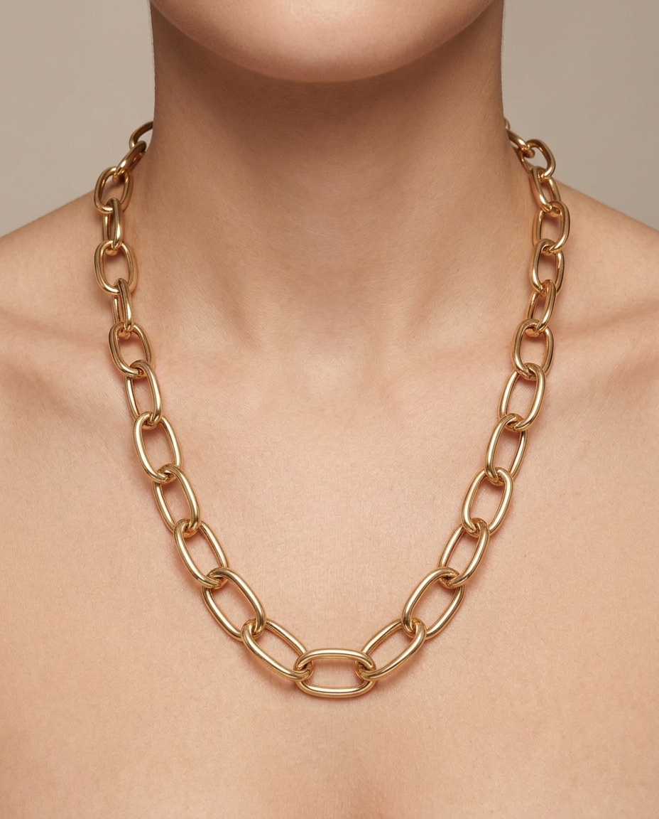 14KT Yellow Gold Necklace on model