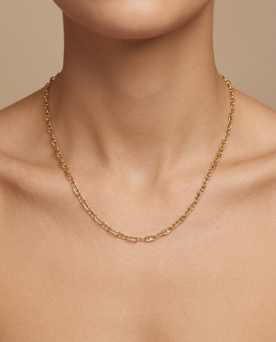 14KT Gold Necklace on model