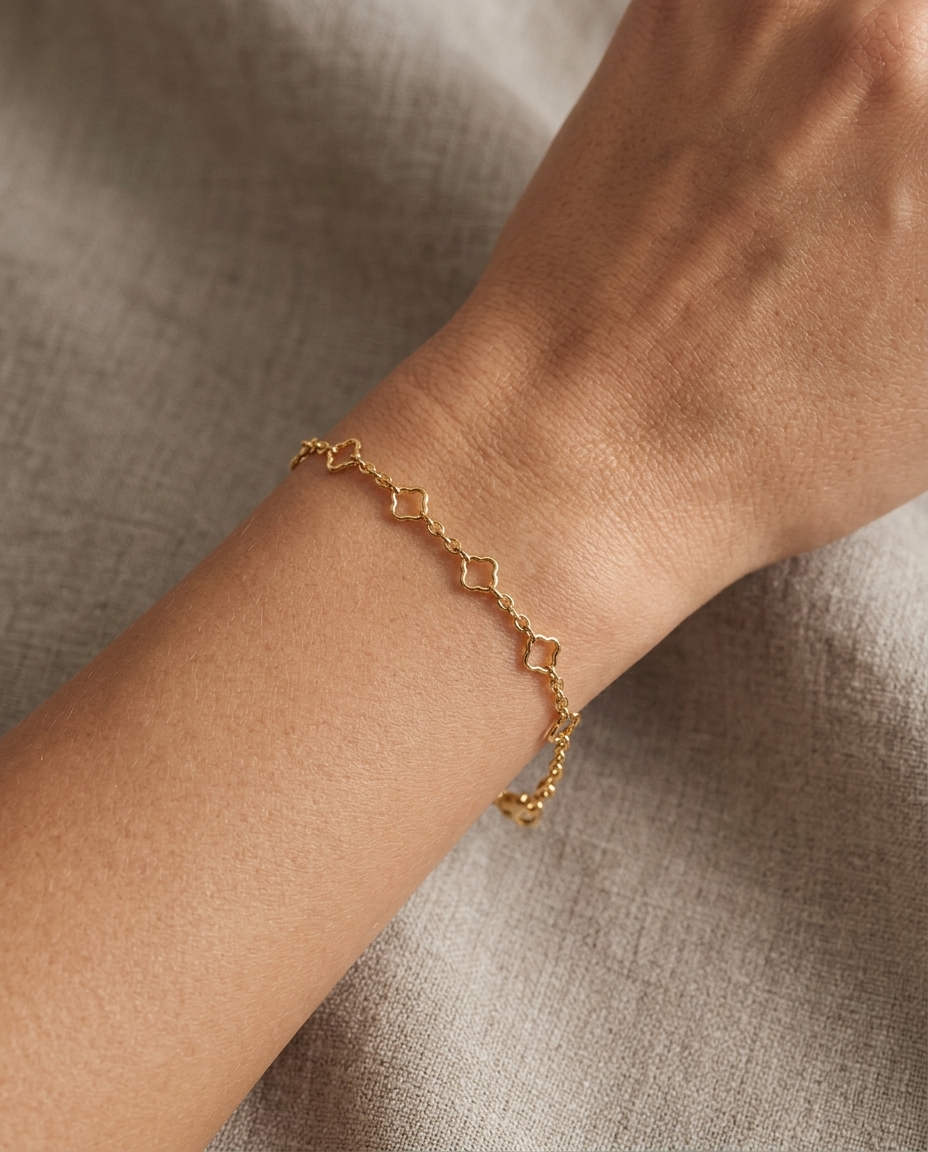 14KT Yellow Gold Bracelet 7" on model
