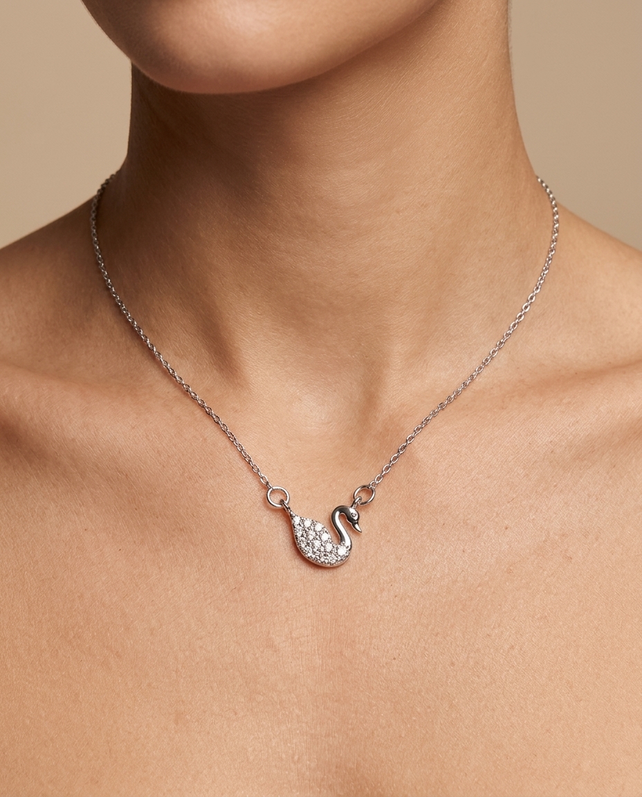 Diamond Swan Pendent on model
