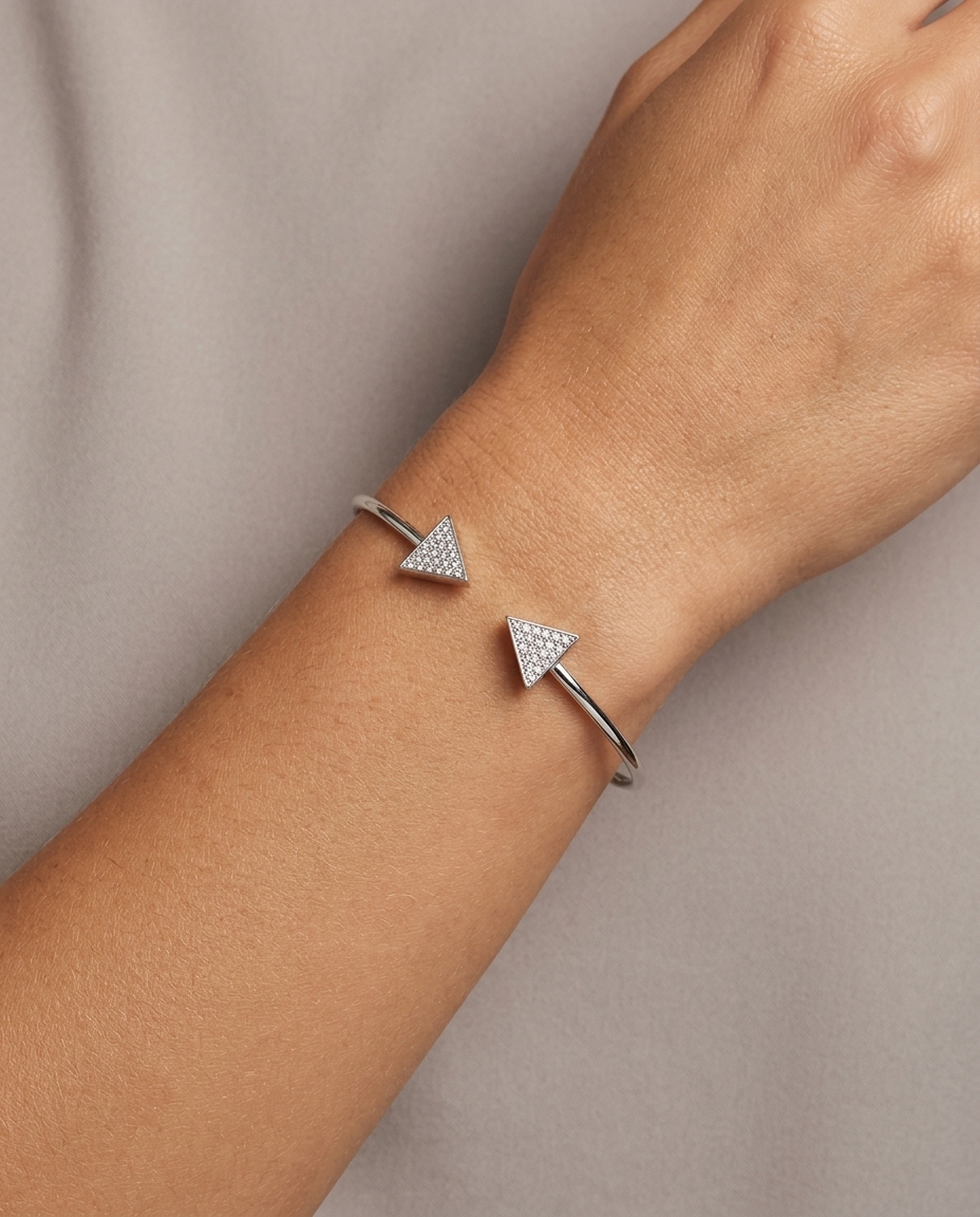 14KT White Gold Diamond Bangle on model