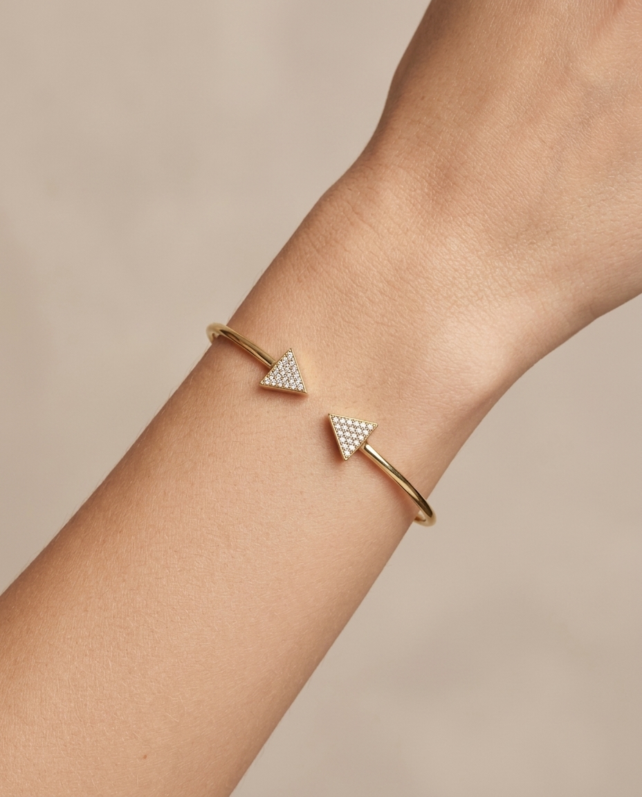 14KT Yellow Gold Diamond Bangle on model