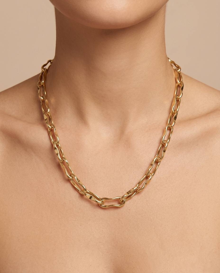 14KT Yellow Gold Necklace on model