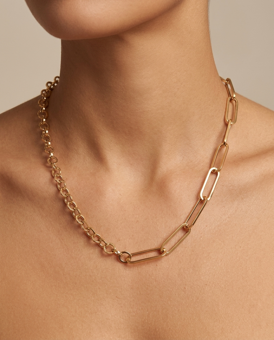 14KT Yellow Gold Necklace on model