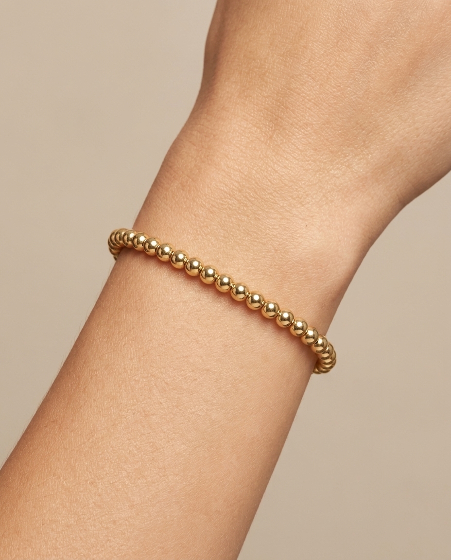 14KT Yellow Gold Ball Bracelet on model