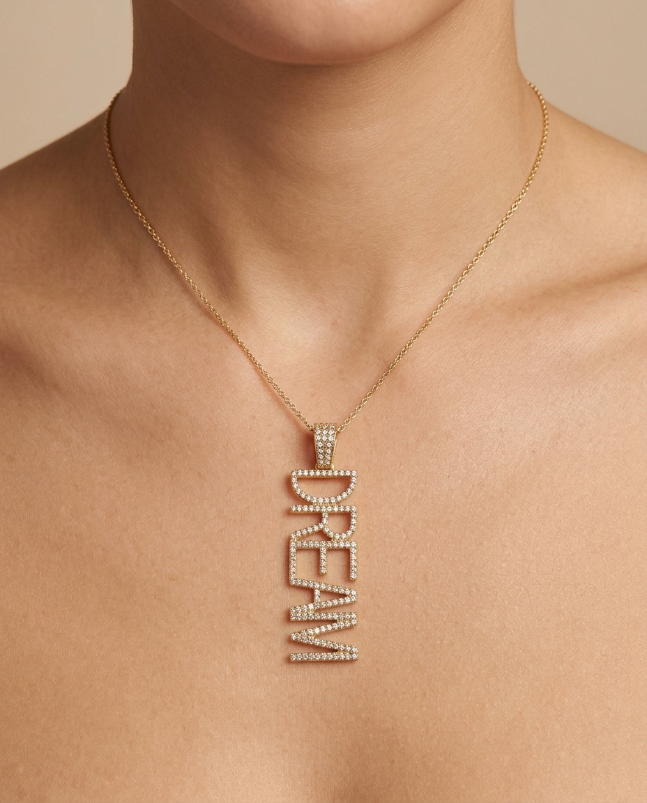14KT Diamond Dream Pendent Necklace on model