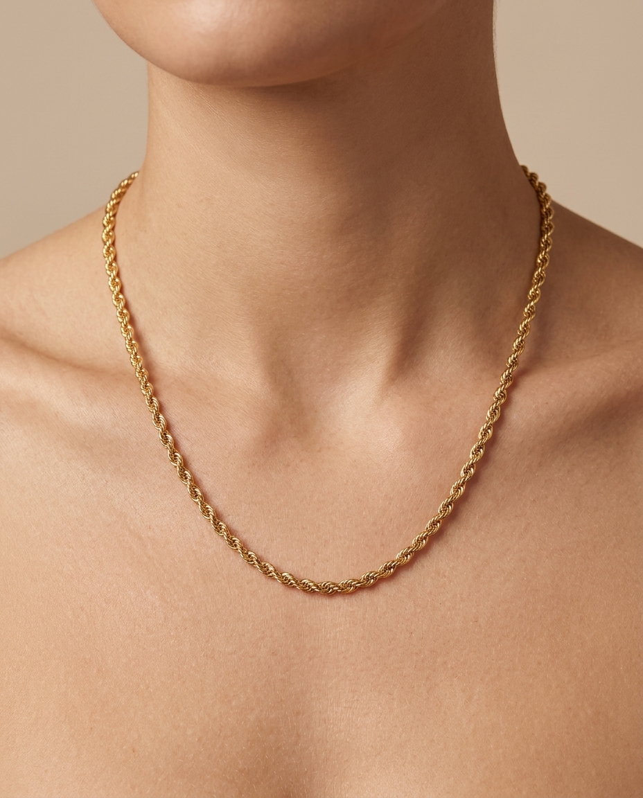 14KT Yellow Gold Necklace on model