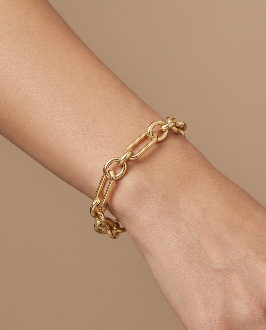 14KT Yellow Gold Bracelet 8" on model