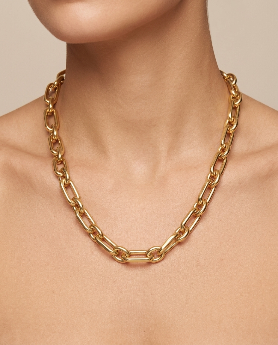 14KT Gold Necklace on model