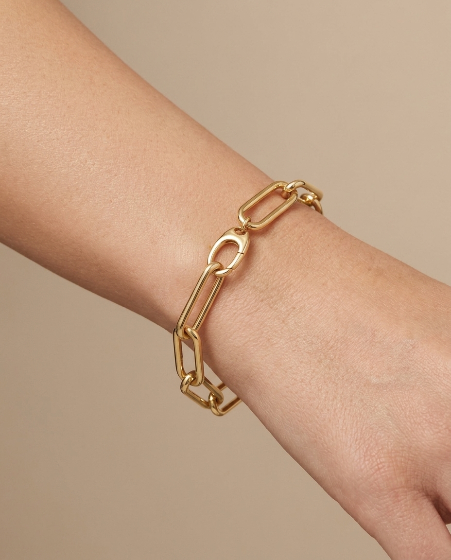 14KT Yellow Gold Bracelet 8.5" on model