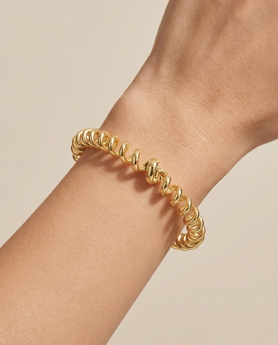 14KT Gold Diamonds Bangle on model