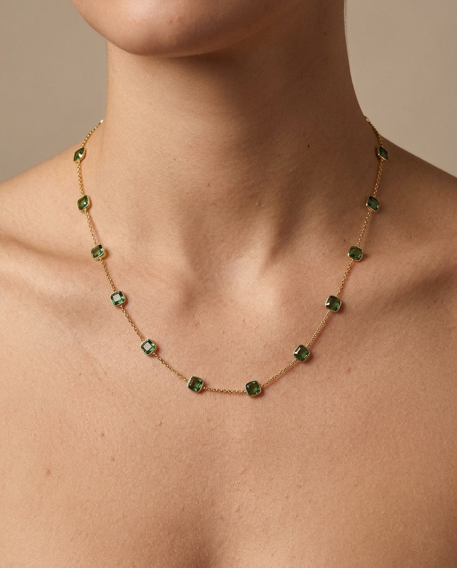 14KT Green Sapphire on model