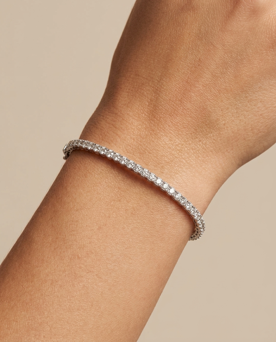 14KT Gold Diamond Bracelet on model