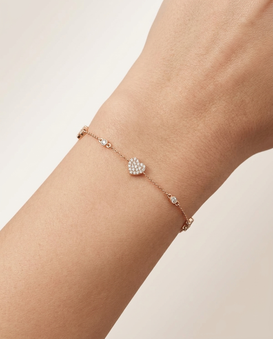 14KT Gold Star Diamond BY the Yard Bracelet on model