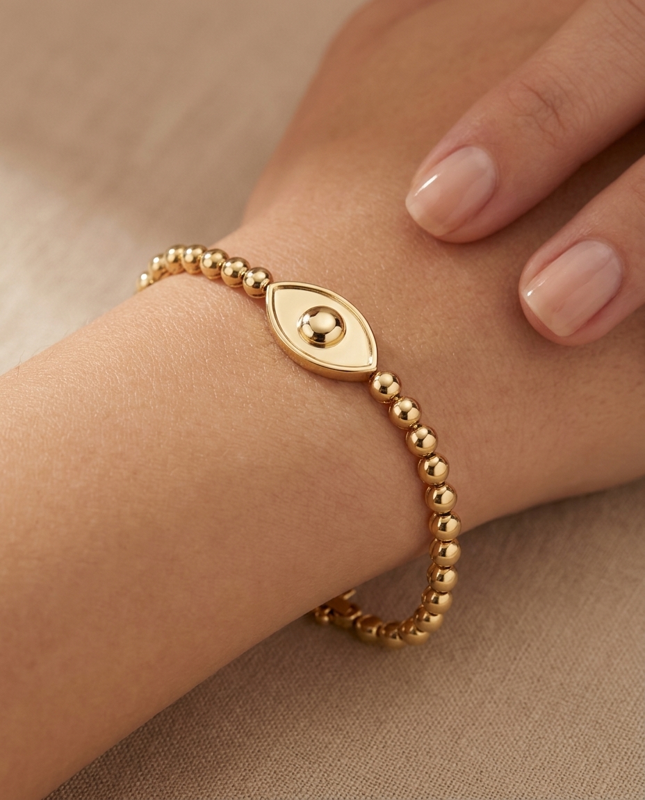 Bezel Set Evil Eye Tennis Bracelet on model