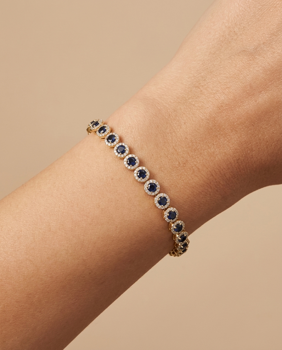 14KT Gold Black Diamond Tennis Bracelet on model