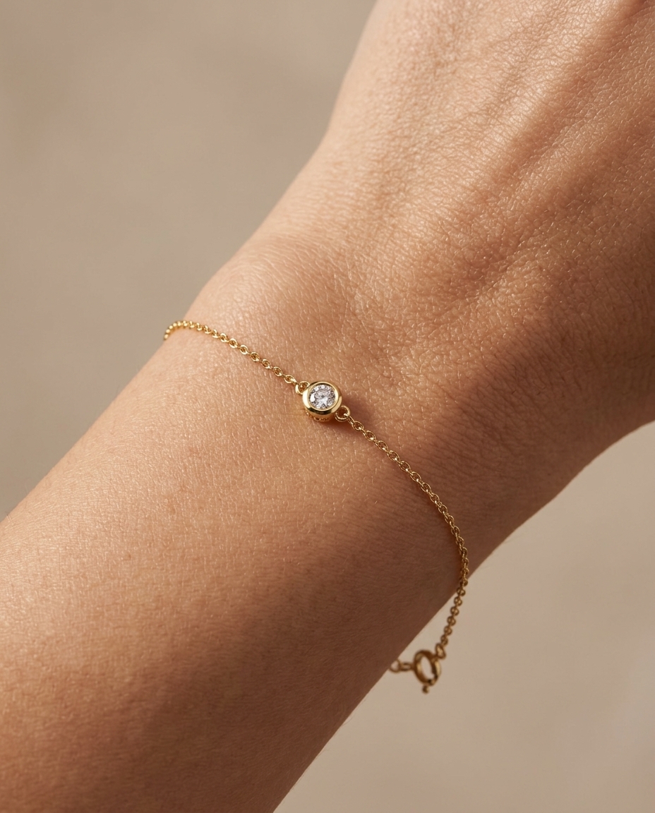 14KT Yellow Gold Diamond Bracelet on model