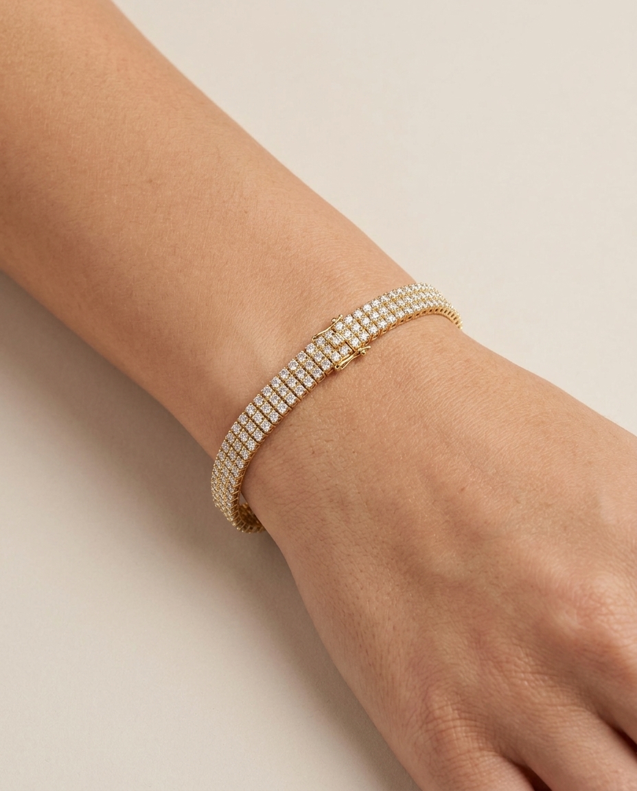 14KT Gold Diamond Bracelet on model