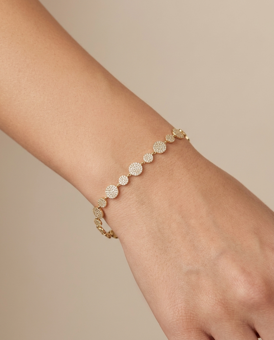14KT Yellow Gold Diamond Bracelet on model