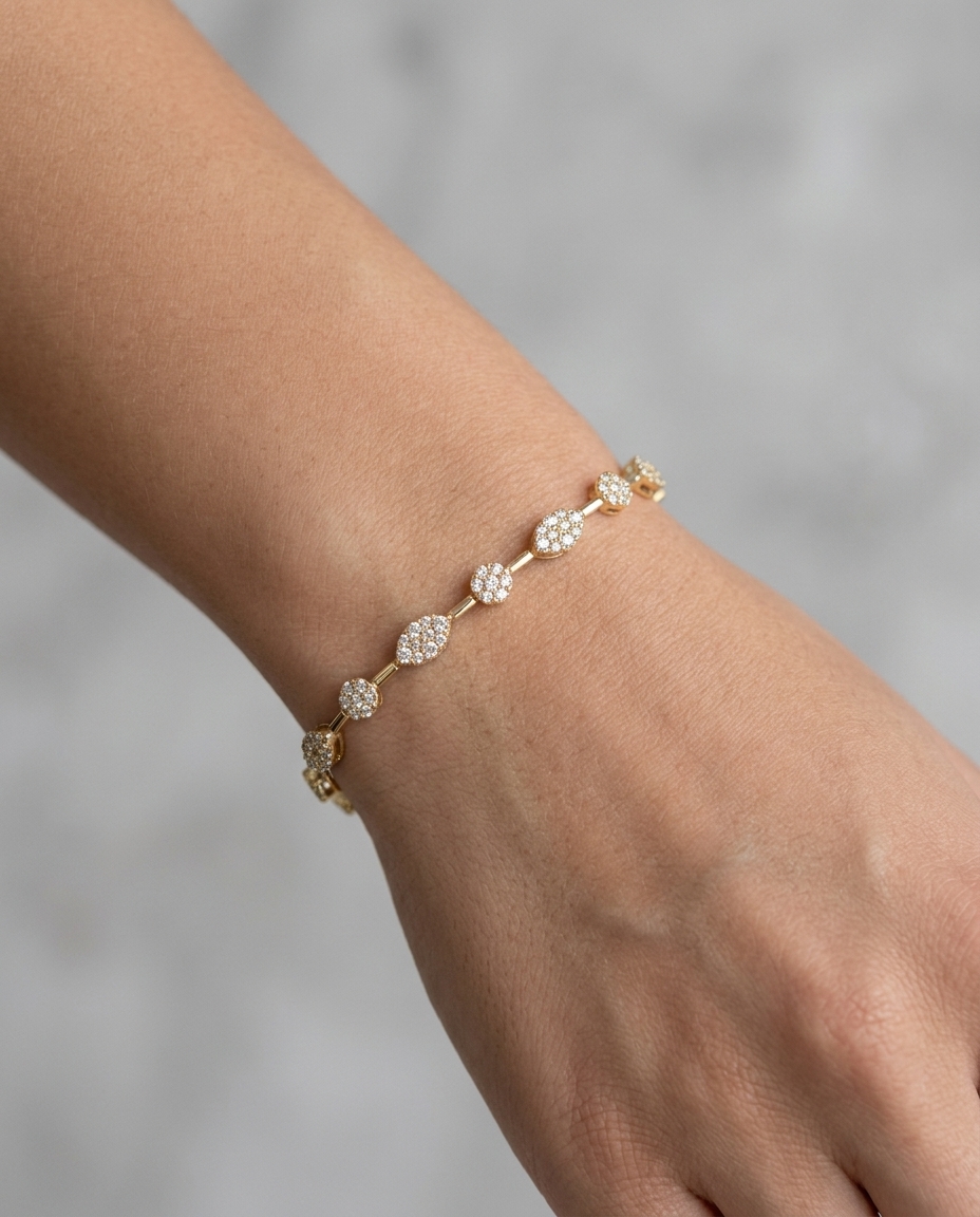 14KT Yellow Gold Diamond Bracelet on model