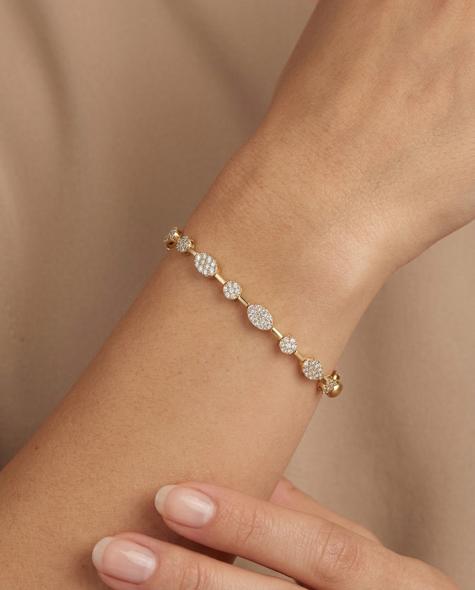 14KT Yellow Gold Diamond Bracelet on model