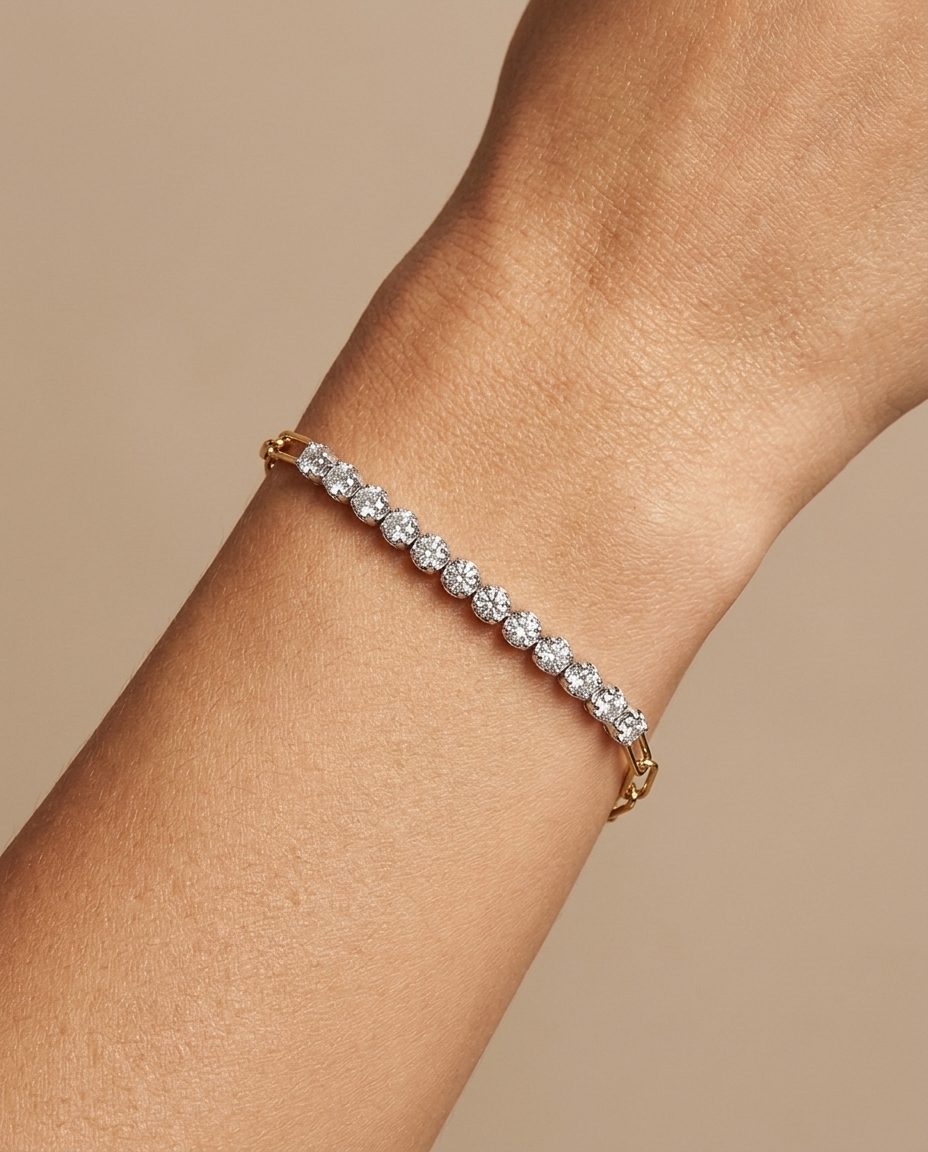 14KT Yellow Gold Diamond Bracelet on model