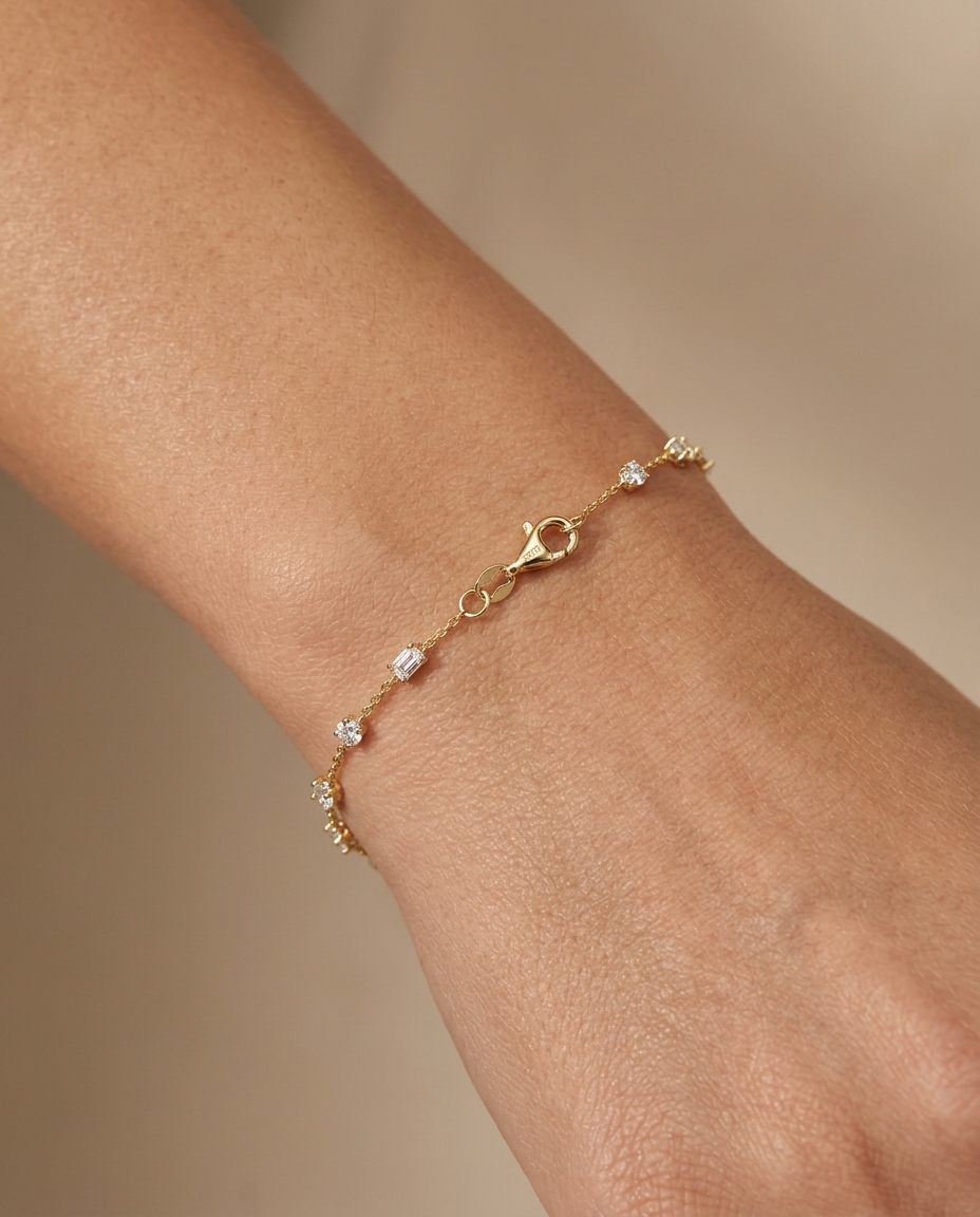 14KT Gold Diamond Bracelet on model