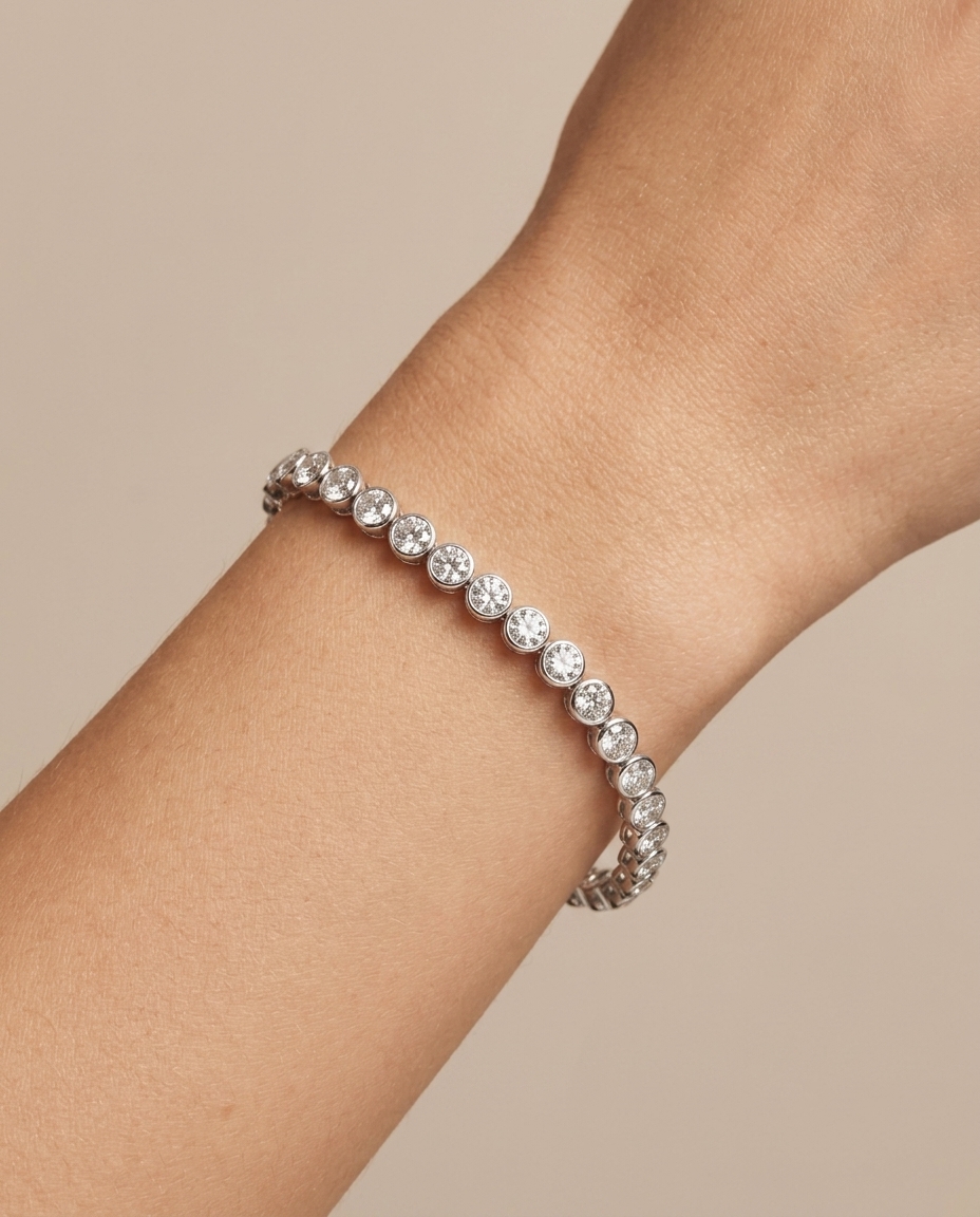 14KT White Gold Diamond Tennis Bracelet (15.00 CTS) on model