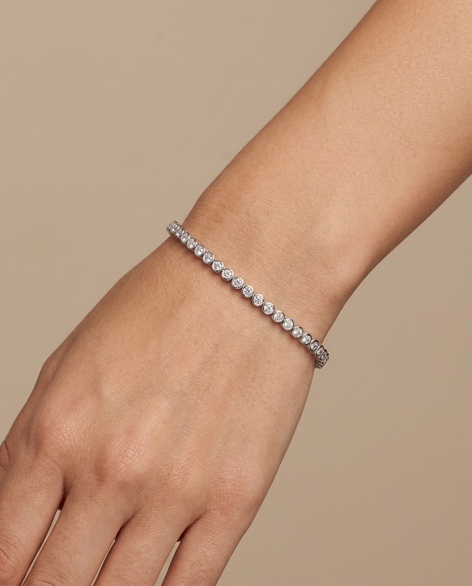 Diamond Bezel Tennis Bracelet on model